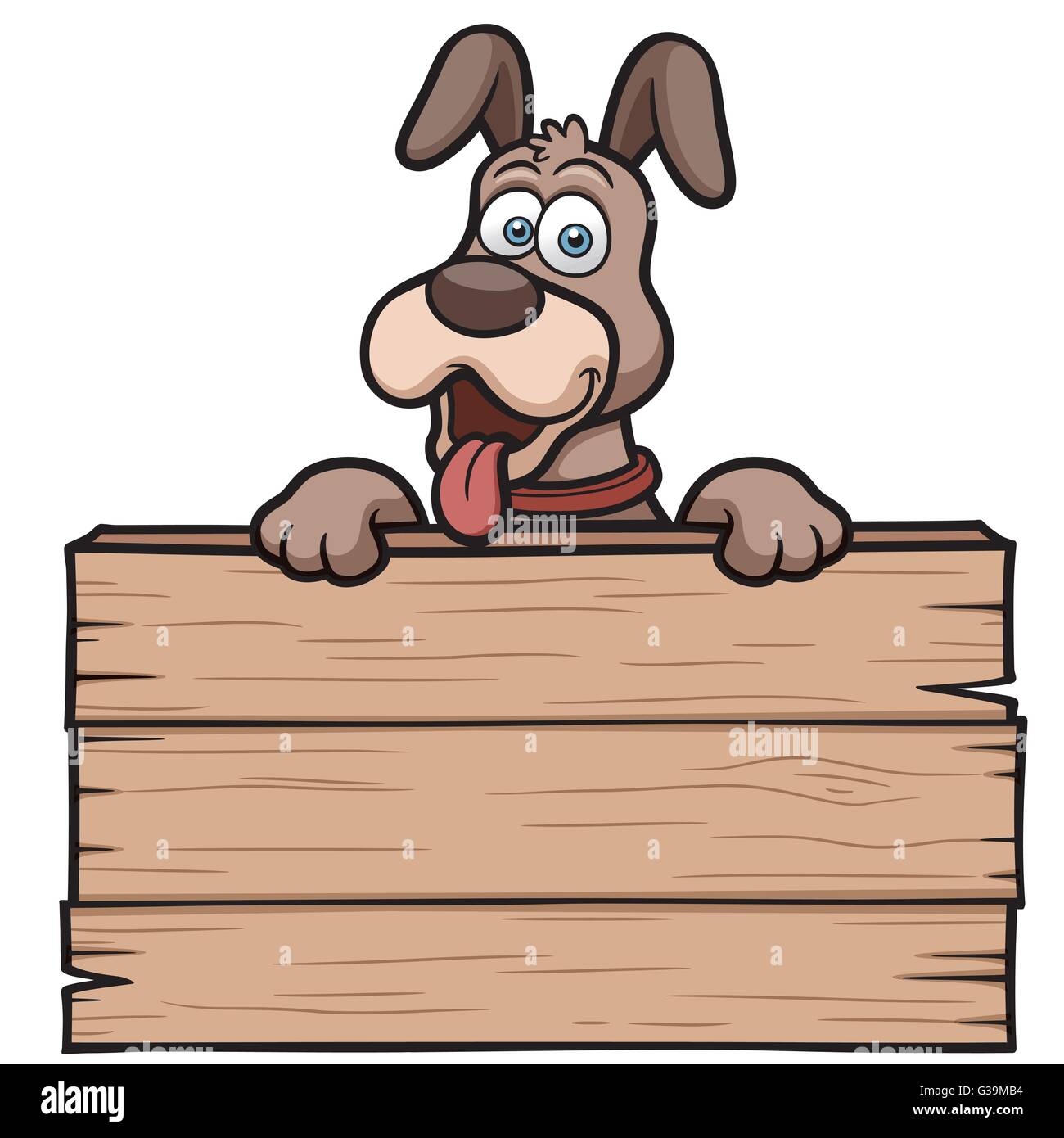 Cartoon Vector illustration de chien avec panneau en bois Illustration de Vecteur