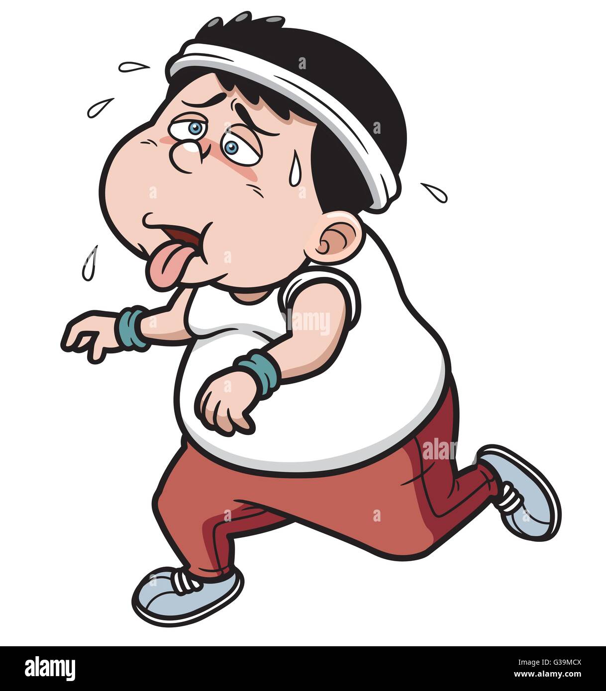 Illustration Vecteur de Fat Man Jogging fatigué Illustration de Vecteur
