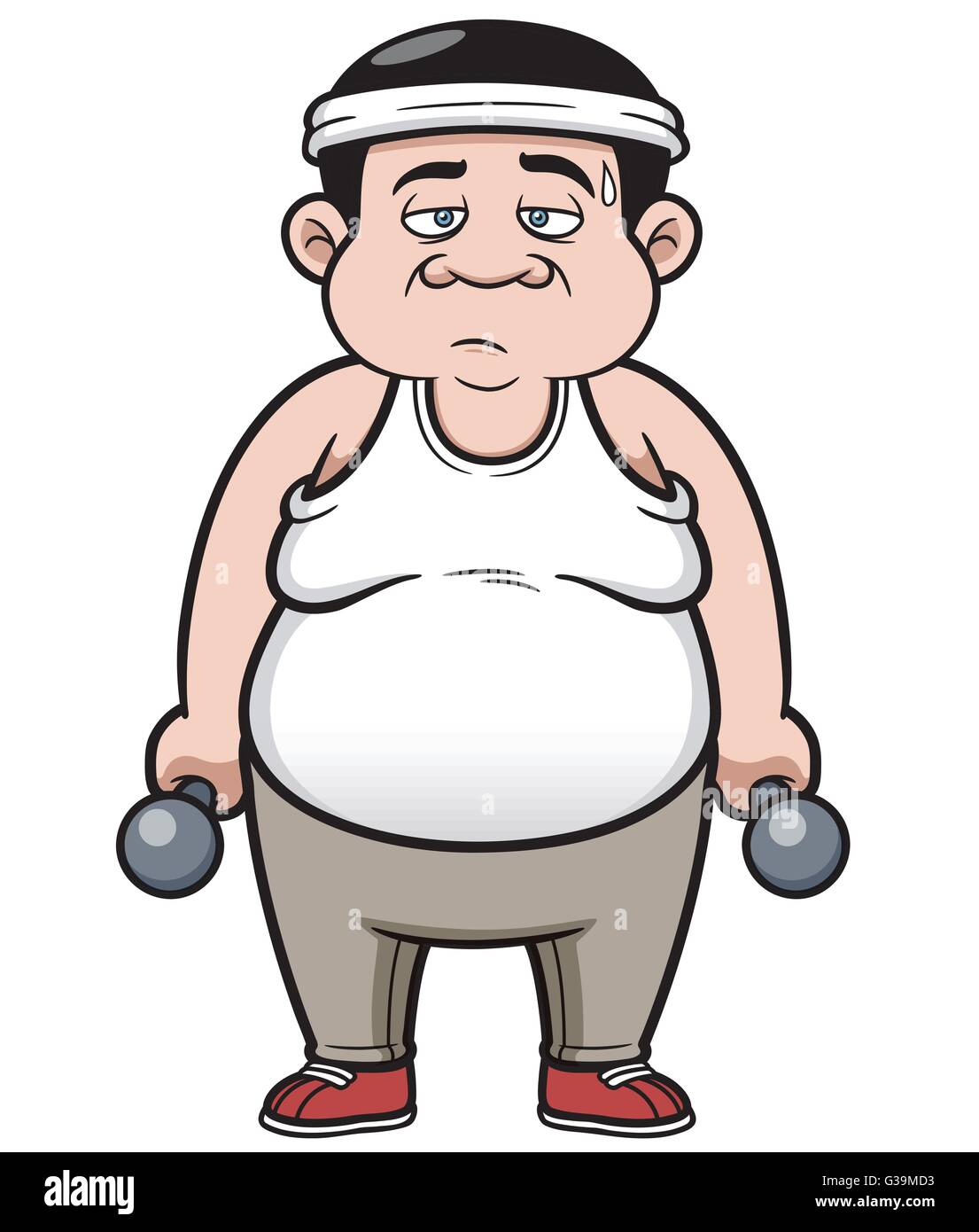 Vector illustration de Fat Man with dumbbells Illustration de Vecteur