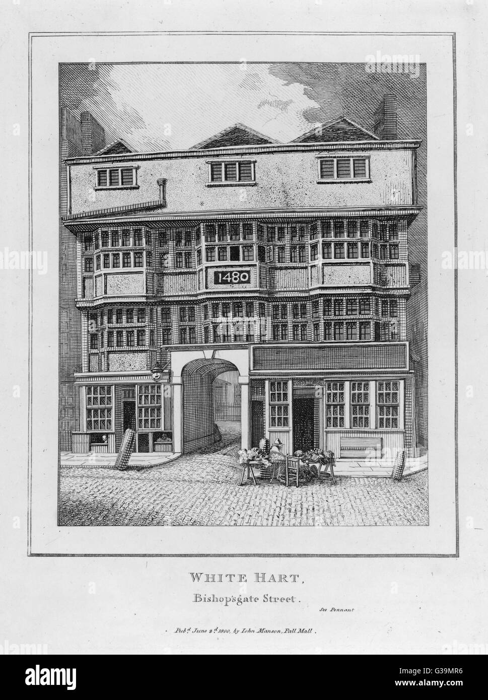 Le White Hart, situé dans Bishopsgate Street, Londres, a été construit en 1480. Date : construit 1480 Banque D'Images