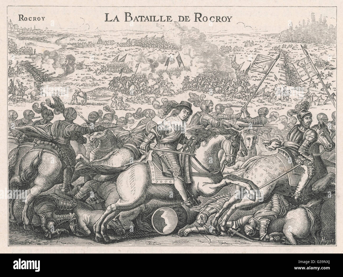 Bataille de Rocroi Conde à l'encontre de l'espagnol avec de lourdes pertes, un événement qui marque le déclin de la puissance militaire espagnol Date : 19 mai 1643 Banque D'Images