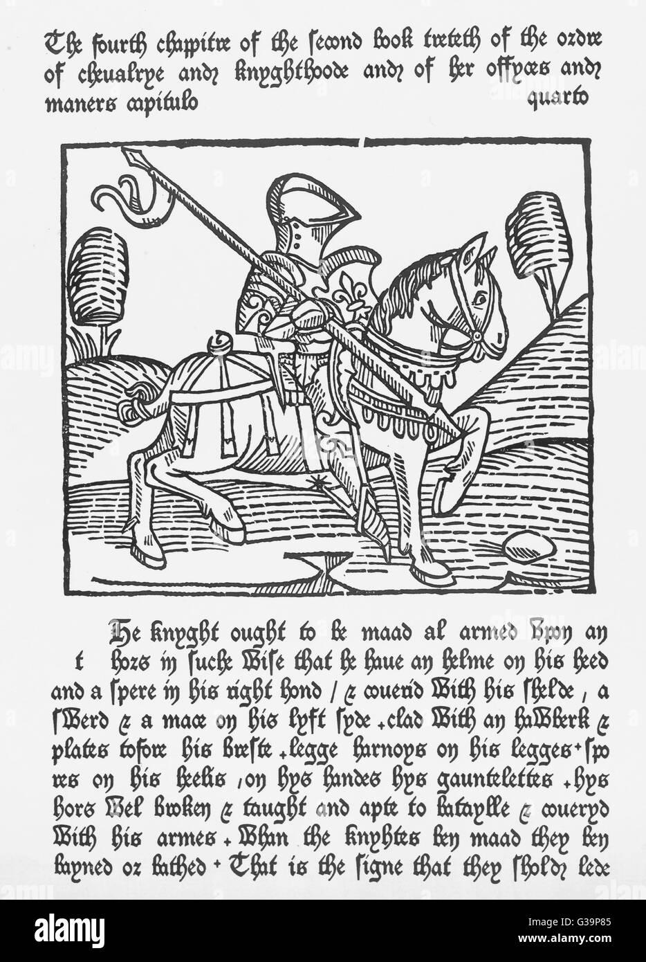 Coupe de bois d'un Chevalier 1474 Banque D'Images