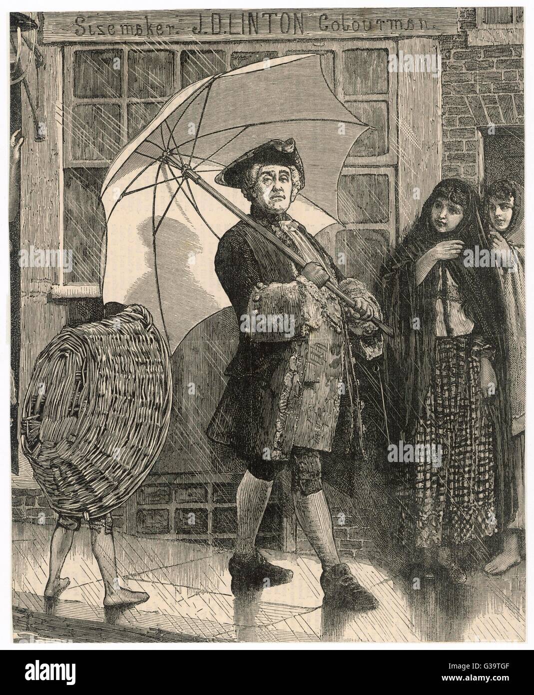 JONAS HANWAY Voyageur, philanthrope, et parapluie enthusiast Date : 1712 - 1786 Banque D'Images