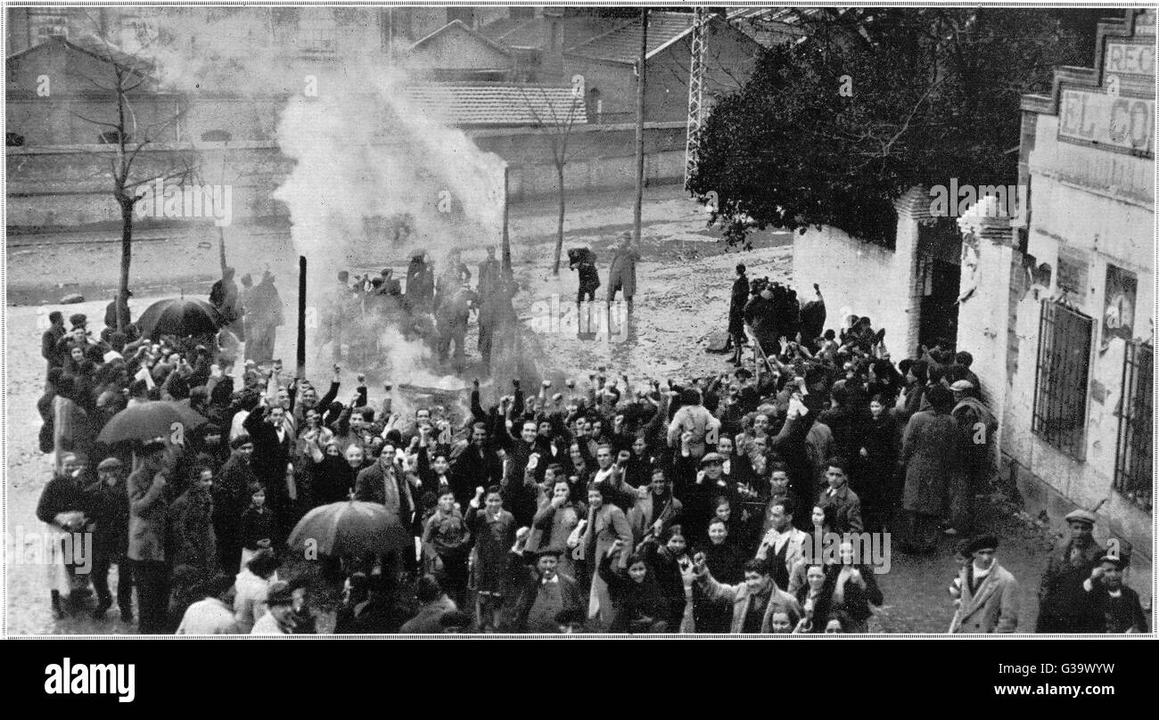 GUERRE CIVILE/FOULE DE MADRID Banque D'Images
