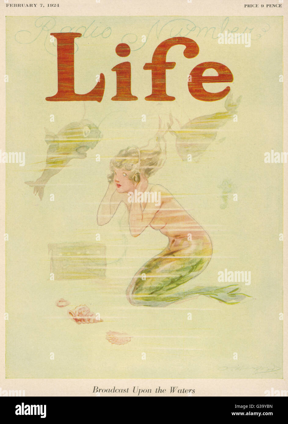 Mermaid écoute la radio Banque D'Images