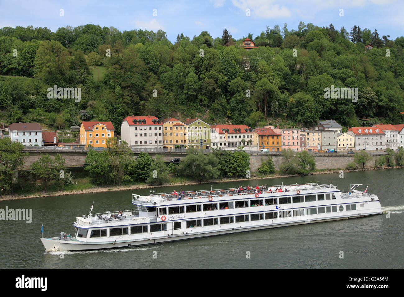 Allemagne, Bavière, Passau, Danube, bateau de croisière, Banque D'Images