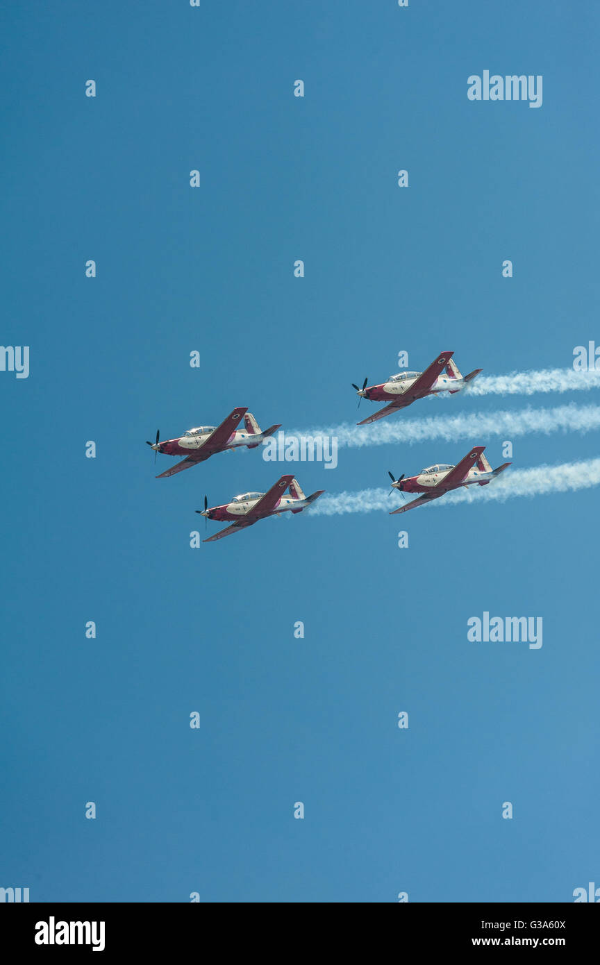 Israël, Tel Aviv - Jaffa, airshow traditionnel au-dessus de la ville le jour de l'indépendance - yom haatsmatout Banque D'Images