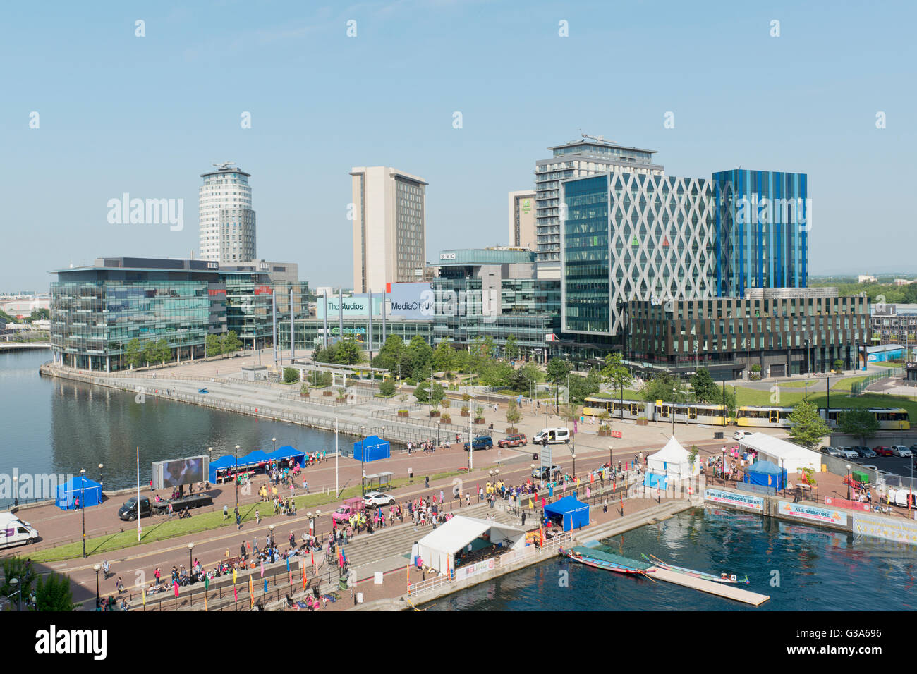 MediaCityUK, dont la liste des locataires la BBC, ITV, Grenade, situé dans la région de Salford Quays de Greater Manchester. Banque D'Images