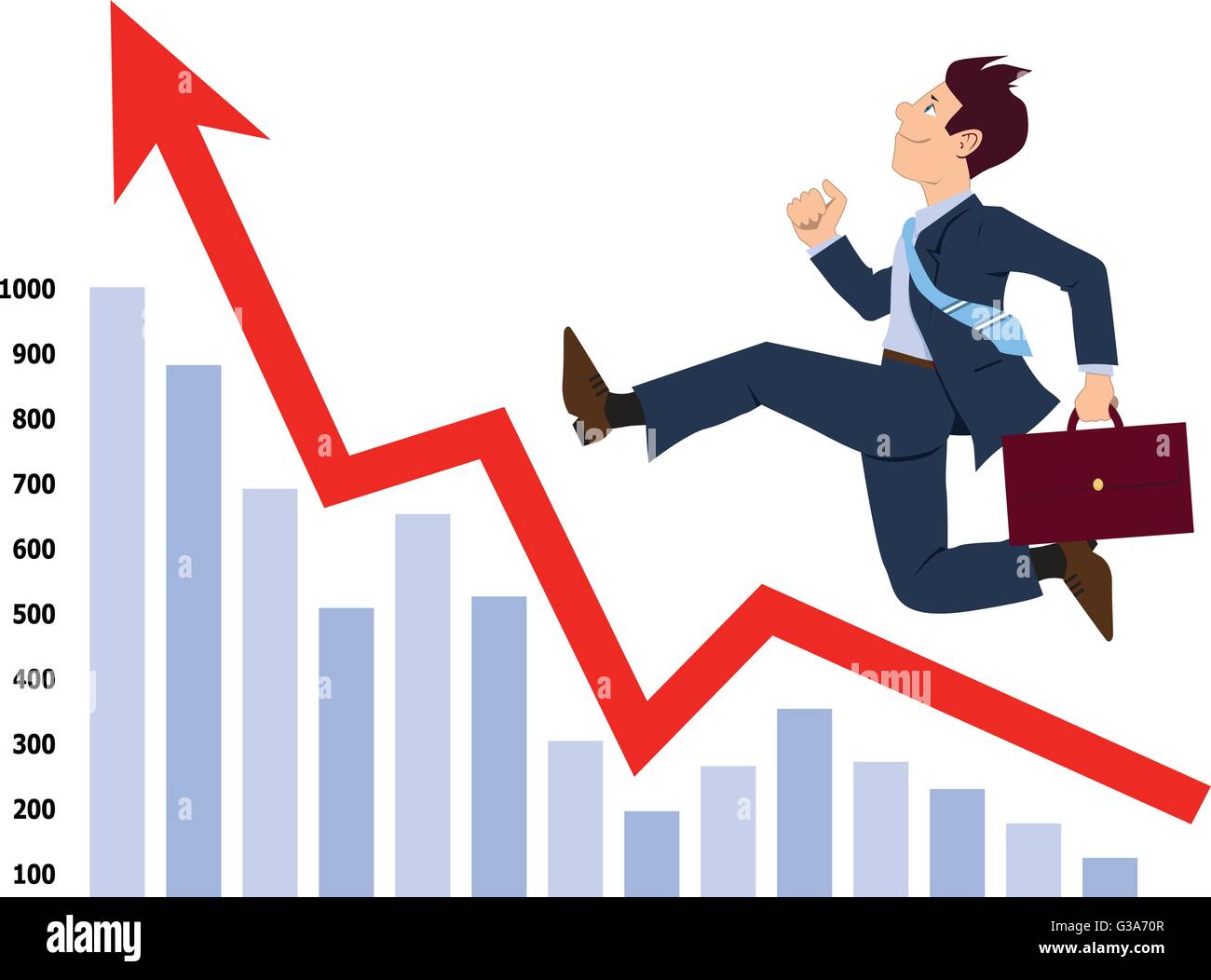 Happy businessman courir le graphique, ce qui représente la croissance de l'entreprise, vector illustration Illustration de Vecteur