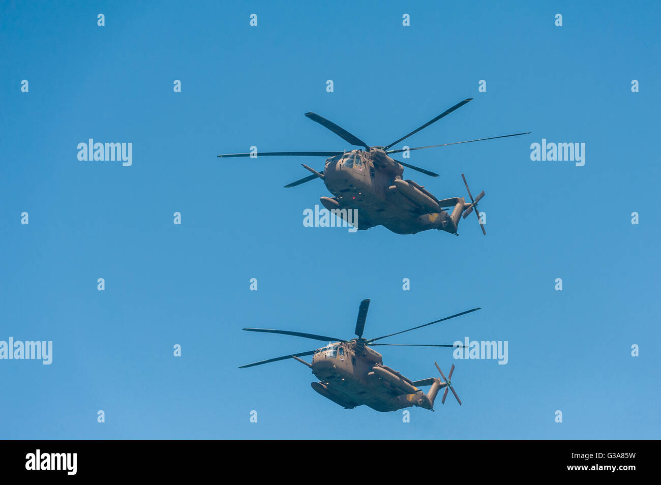 Israël, Tel Aviv - Jaffa, airshow traditionnel au-dessus de la ville le jour de l'indépendance - yom haatsmatout Banque D'Images