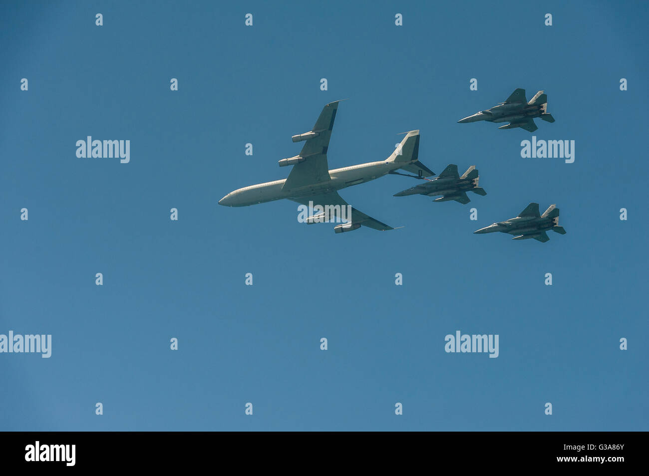 Israël, Tel Aviv - Jaffa, airshow traditionnel au-dessus de la ville le jour de l'indépendance - yom haatsmatout Banque D'Images