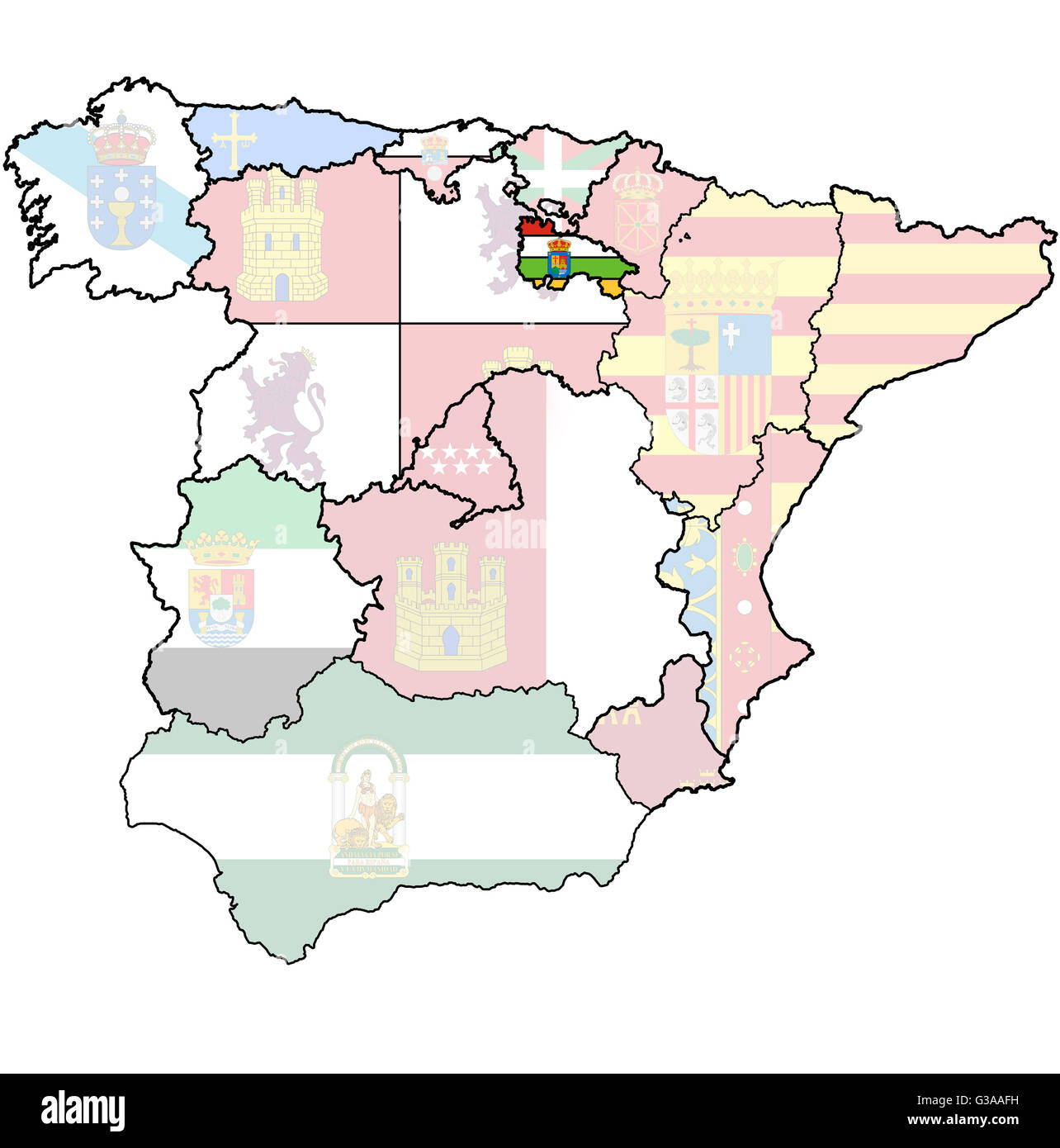 La région de rioja sur l'administration carte des régions de l'Espagne avec les drapeaux et emblèmes Banque D'Images