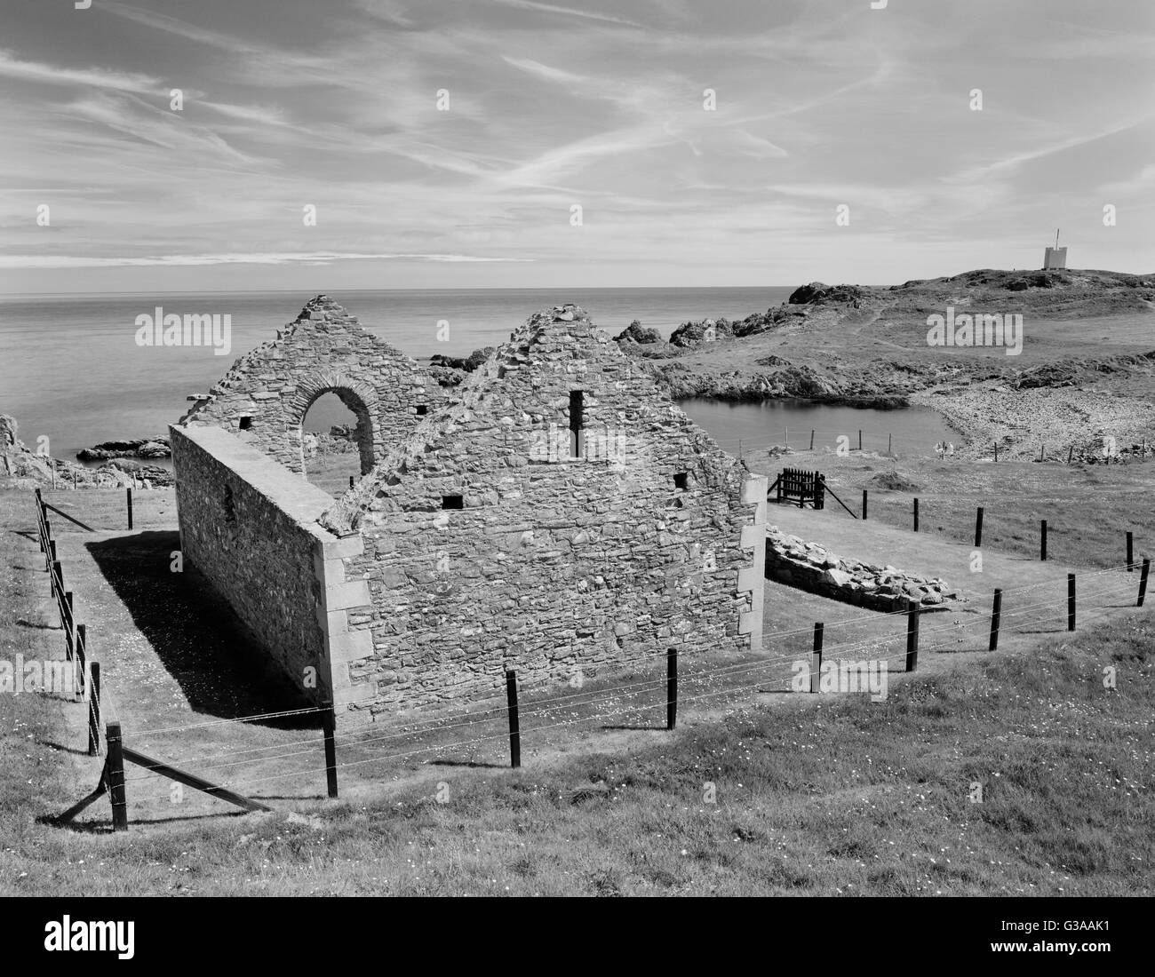 St Ninian's Isle, chapelle de Whithorn, à côté de la baie abritée utilisé par les pèlerins en route vers Saint-ninian de culte à Whithorn. Banque D'Images