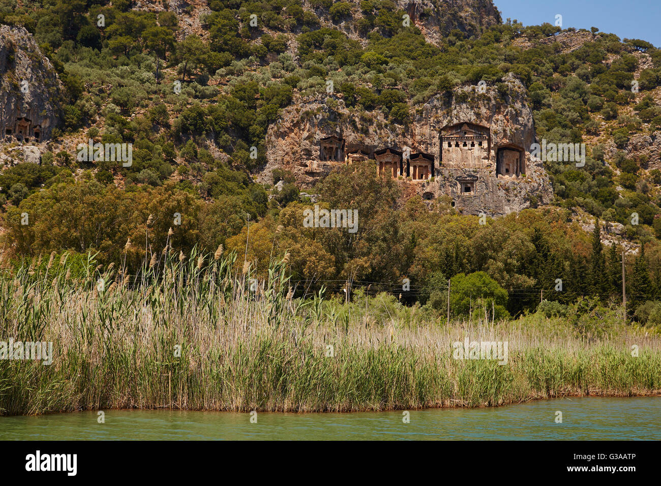Tombeaux Lyciens, Dalyan, Province de Mugla, Turquie. Banque D'Images