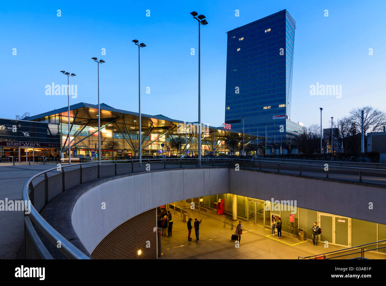 La gare principale, Terminal Tower, l'Autriche, Niederösterreich, Autriche supérieure, Zentralraum, Linz Banque D'Images