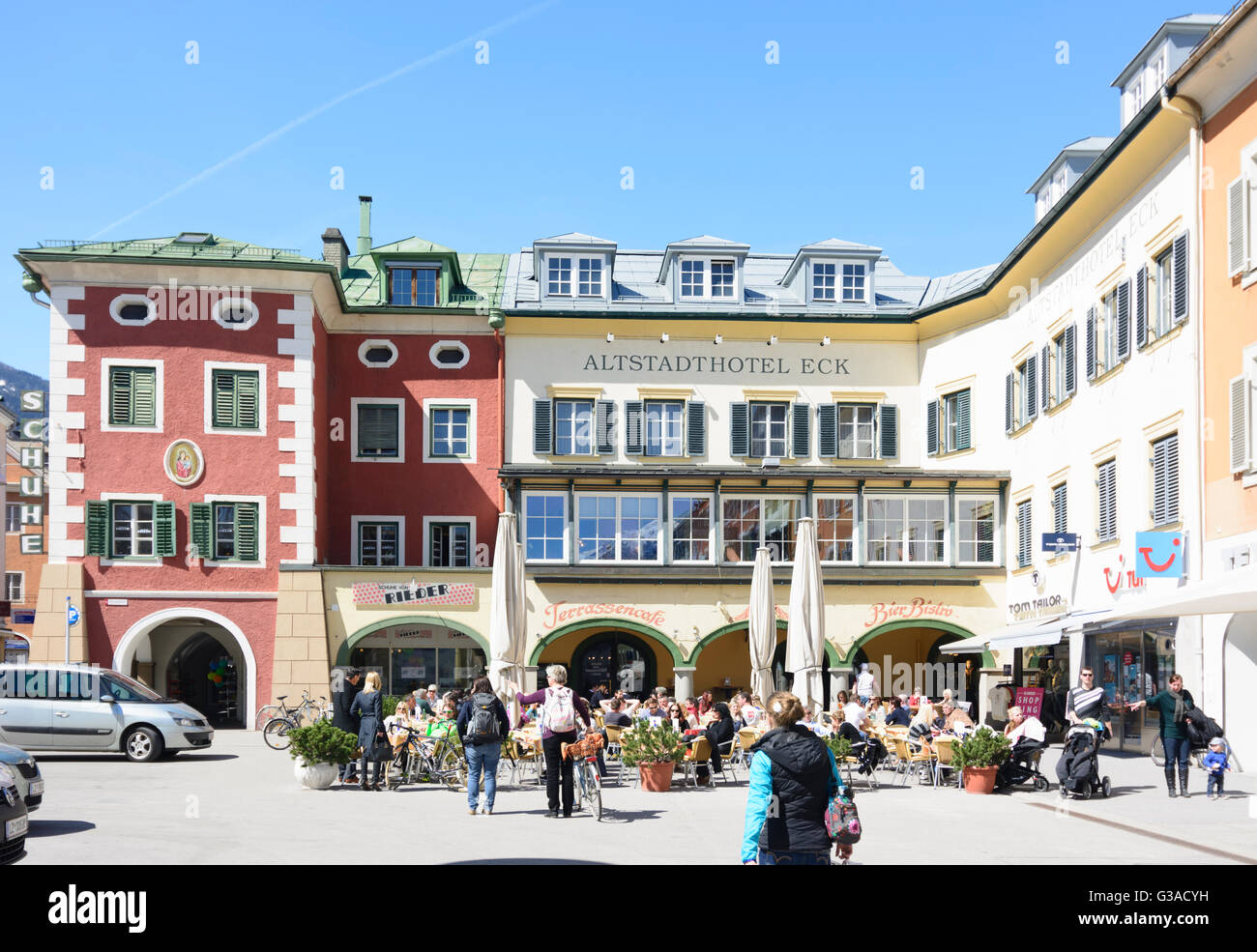 Hauptplatz (place principale), l'Autriche, Tyrol, Lienz, Tyrol , Banque D'Images
