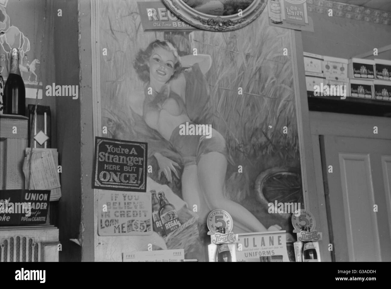 Sign in country store près de vacherie, en Louisiane. Septembre 1938 Date Banque D'Images