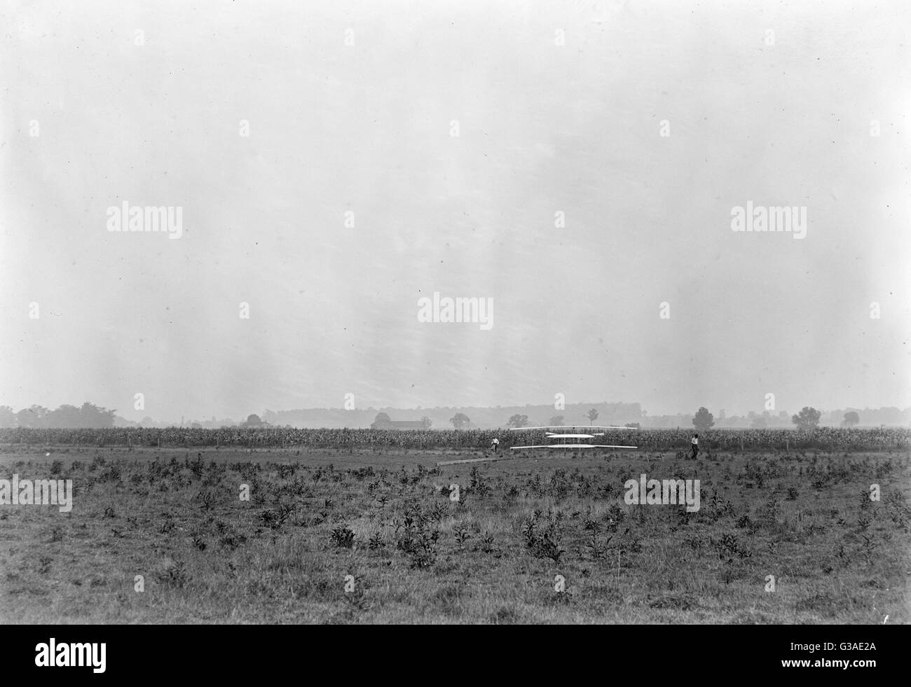 Vue longue portée de la machine sur la piste de lancement, probablement Wilb Banque D'Images