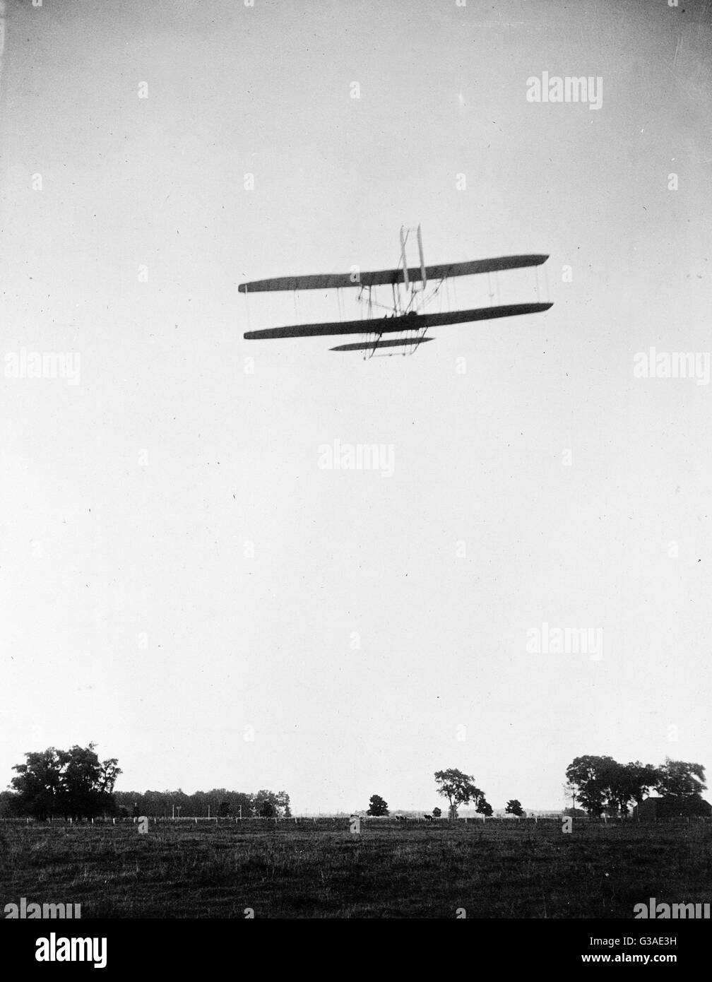 Vue arrière du vol 46, Orville a montré un vol à haute altitude Banque D'Images