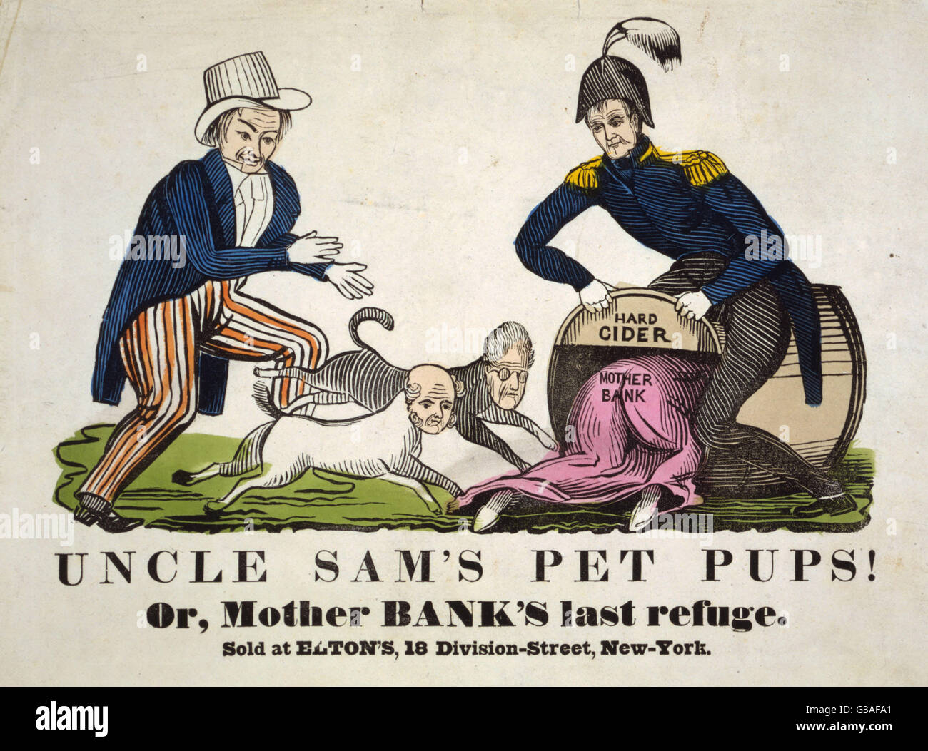 Les petits animaux de l'Oncle Sam ! Ou, dernier refuge de la banque mère Banque D'Images