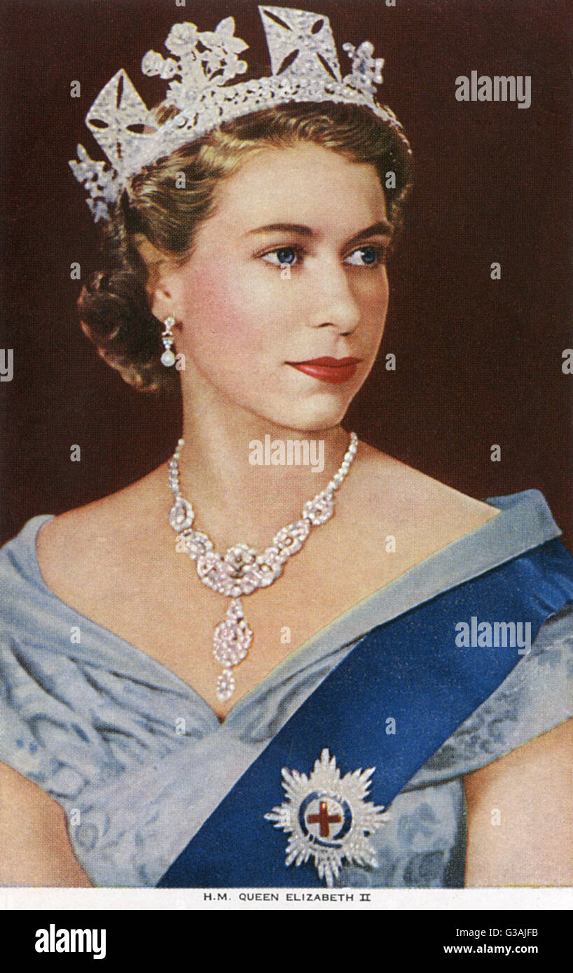 Sa Majesté Elizabeth II, reine du Royaume-Uni et d'autres royaumes du Commonwealth (1926-). Date : 1955 Banque D'Images