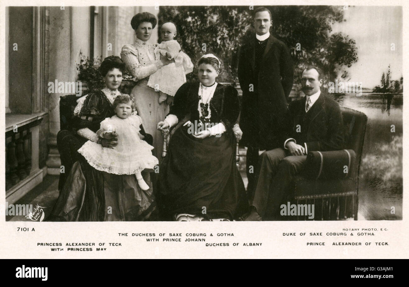 Duc de Saxe-Coburg Gotha et prince de Teck avec famille Banque D'Images