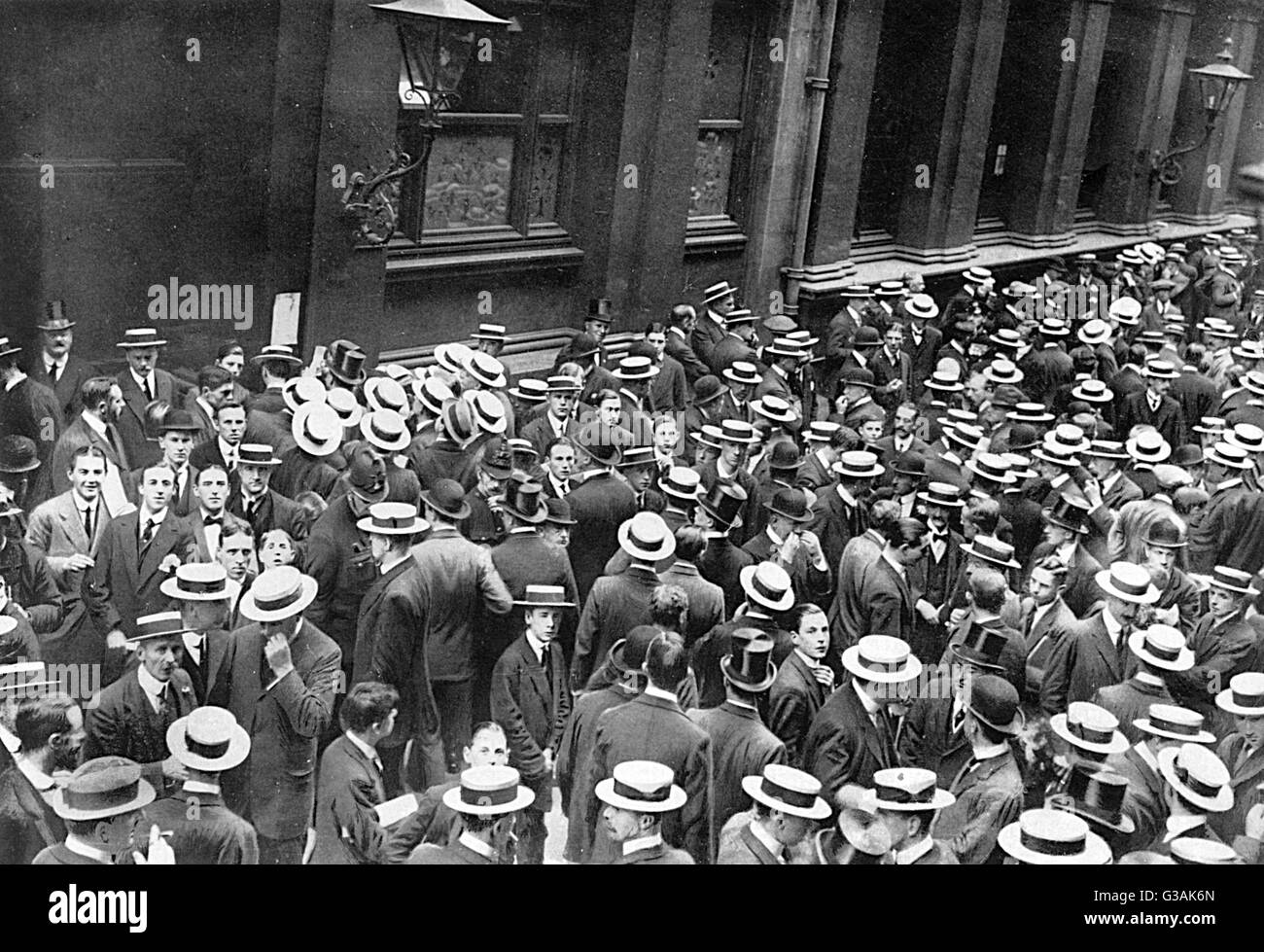 Fermeture de la Bourse de Londres au début de la première Guerre mondiale Banque D'Images