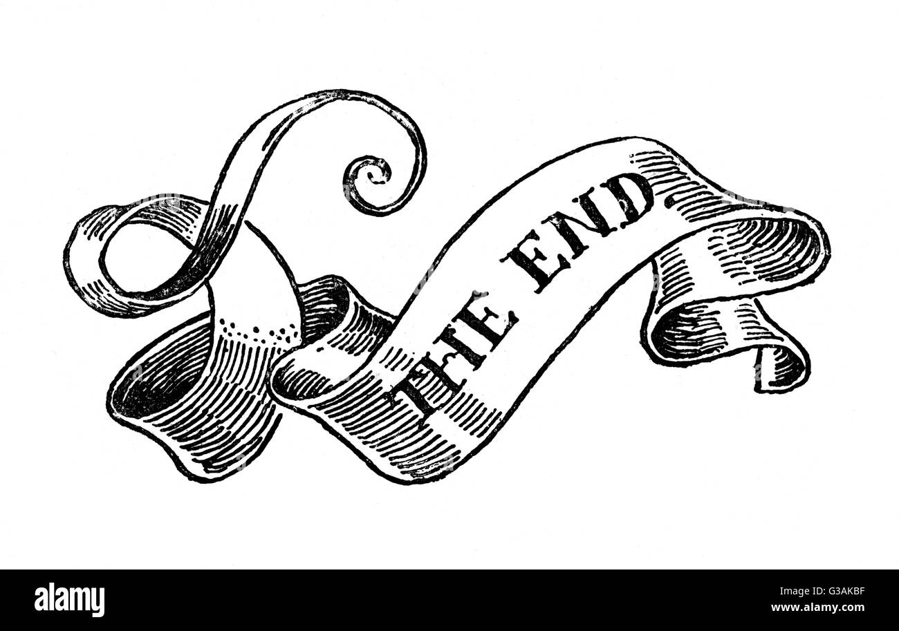 Une bannière d'ornement à lire 'La fin'. Date : 1889 Banque D'Images
