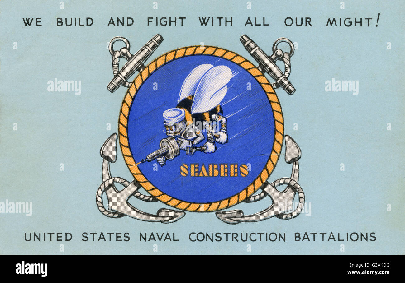 Bataillons de construction navale des États-Unis - "Seabees Nous construisons et lutter de toutes nos forces !" Date : 1942 Banque D'Images