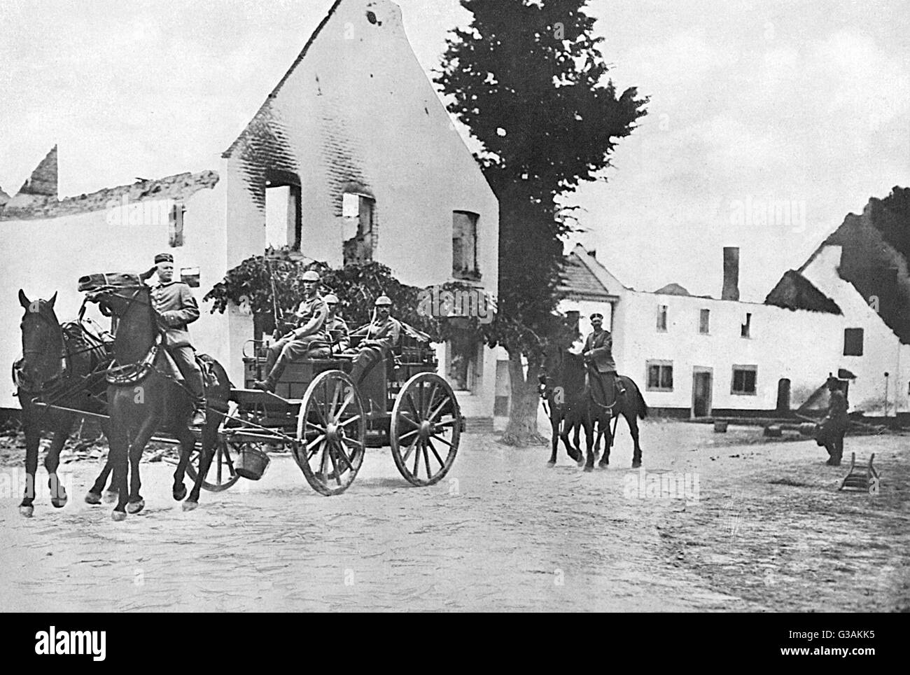 Soldats allemands à Mouland au début de la première Guerre mondiale Banque D'Images