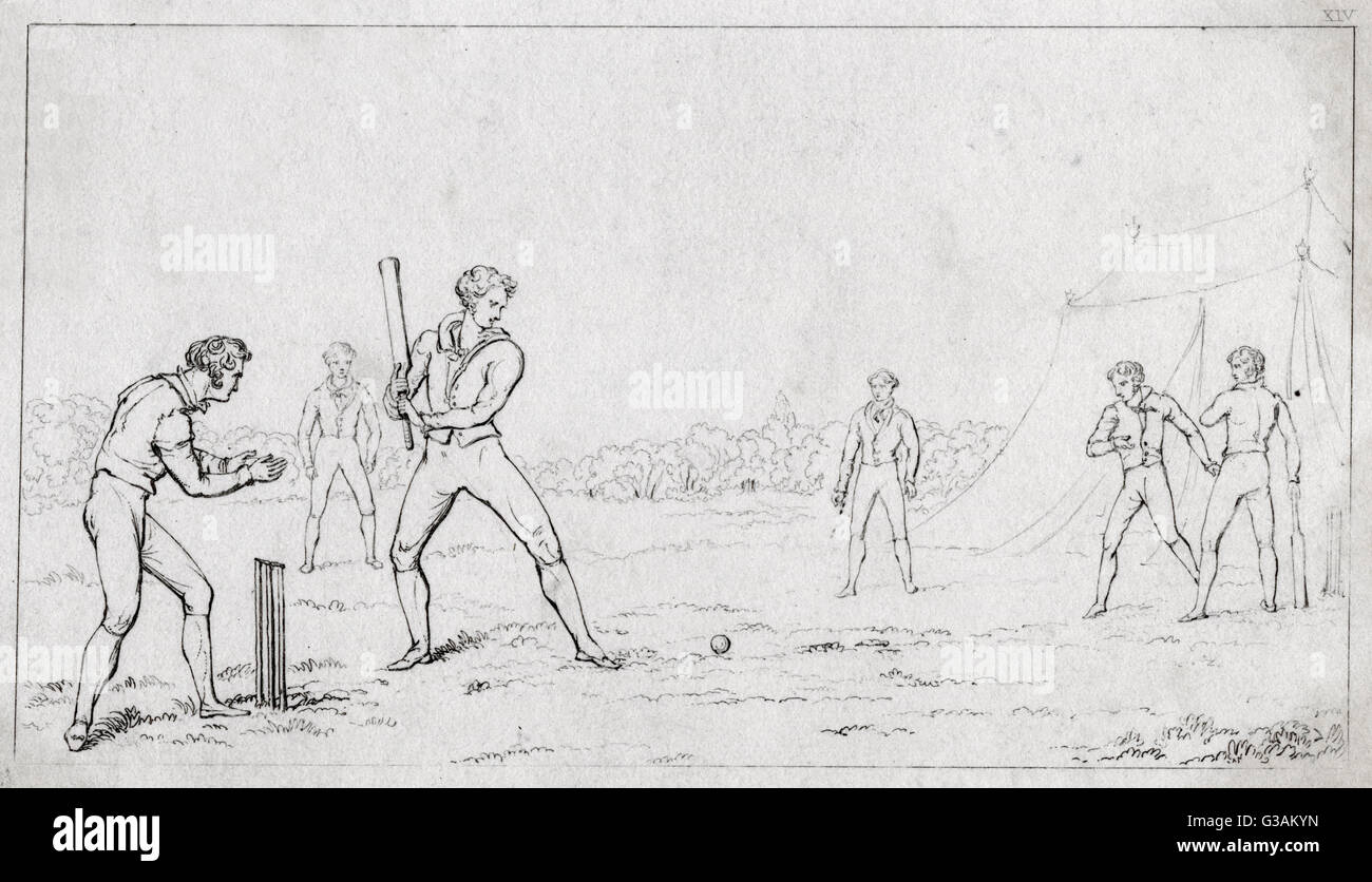 Un match de cricket au début du 19th siècle Banque D'Images