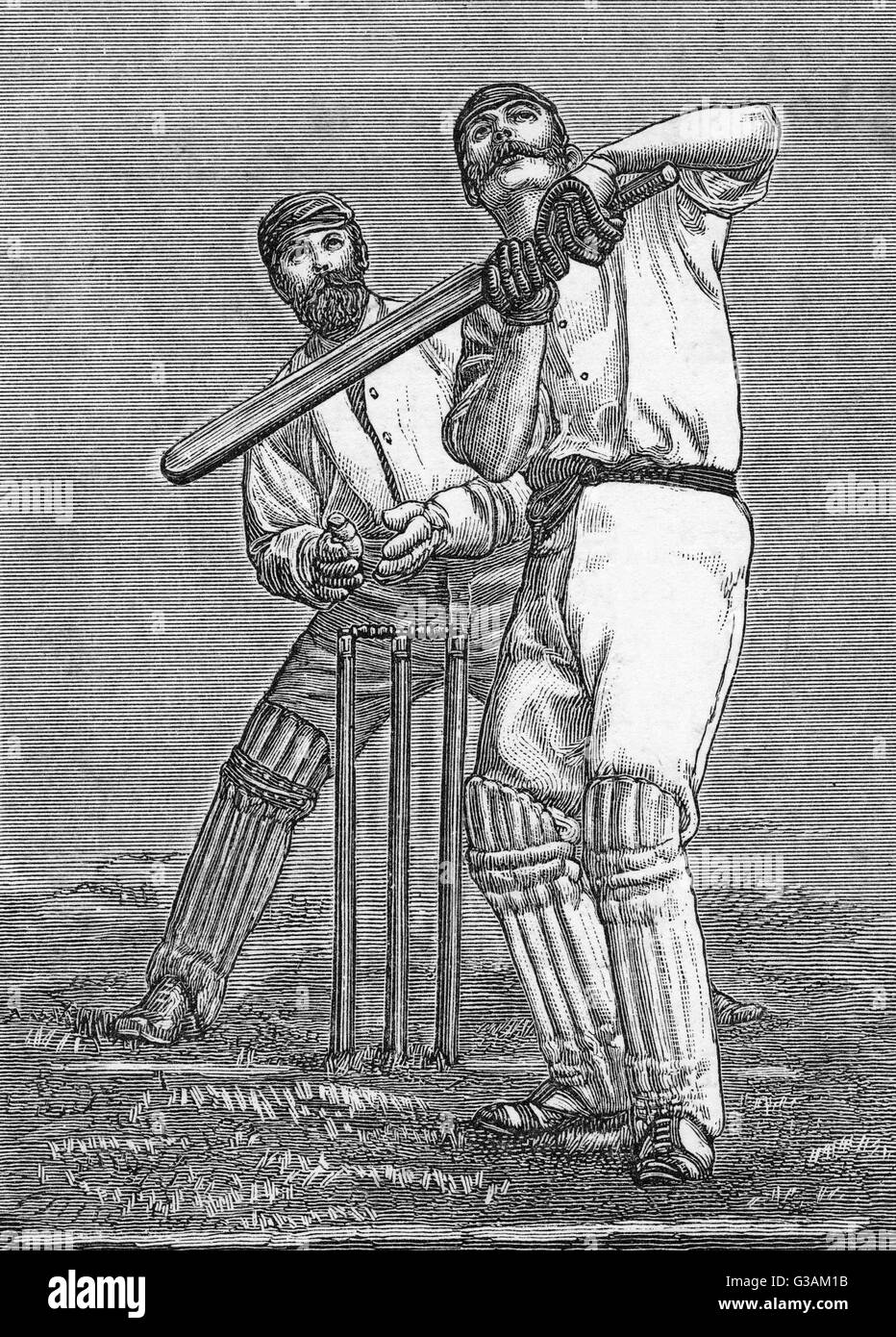 Un batteur pokey face à une chute de haut à pas complet. Date : 1888 Banque D'Images