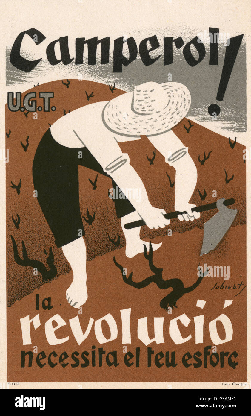 Affiche de la guerre civile espagnole - paysan Banque D'Images