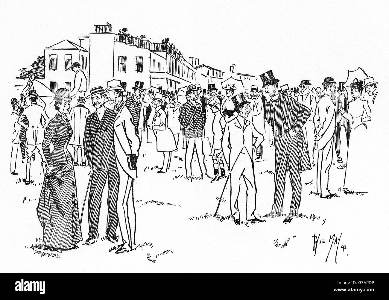 Courses hippiques - Une scène de Paddock d'hippodrome Banque D'Images