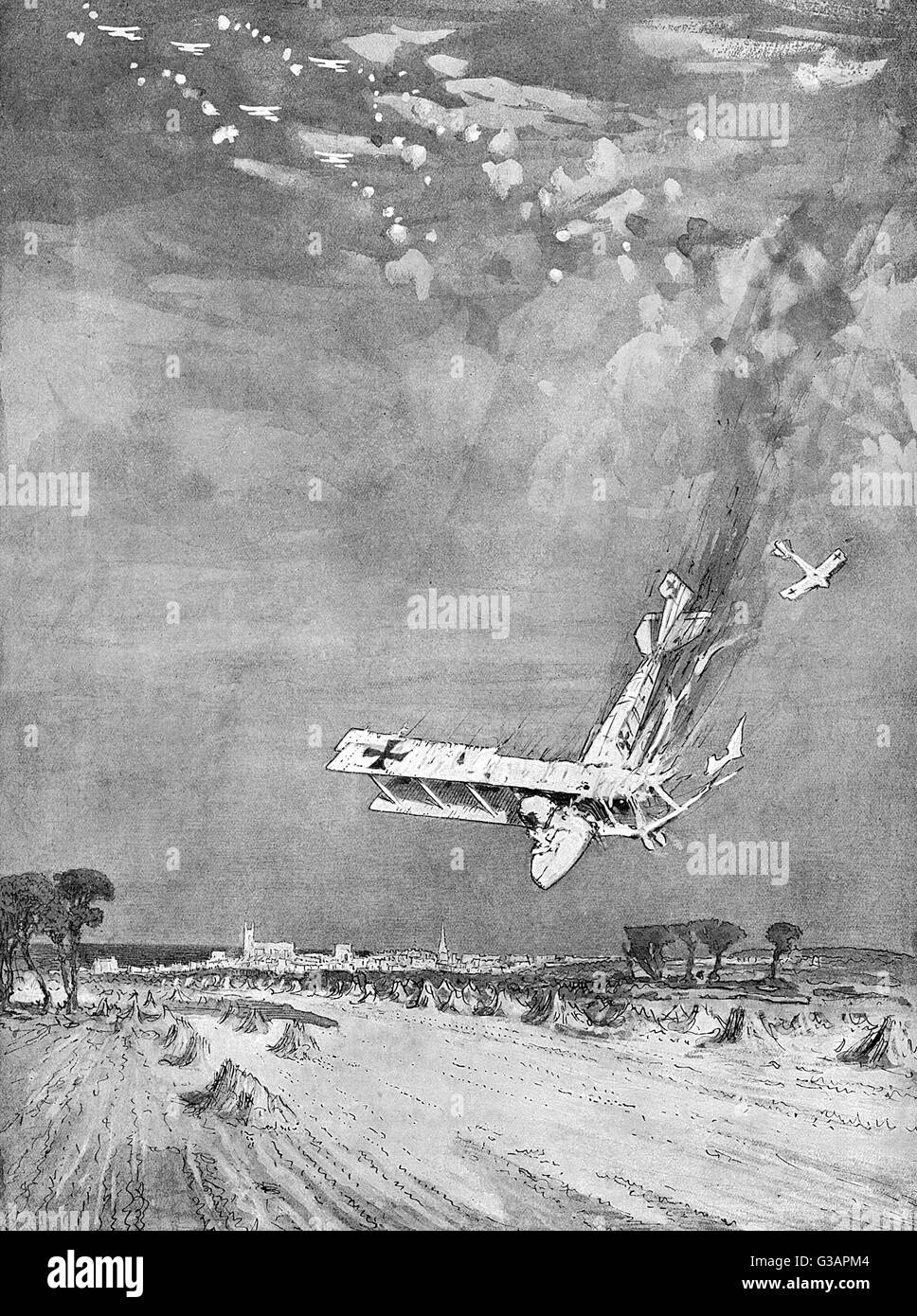 L'avion de Gotha allemand s'est renversé sur Thanet, WW1 Banque D'Images