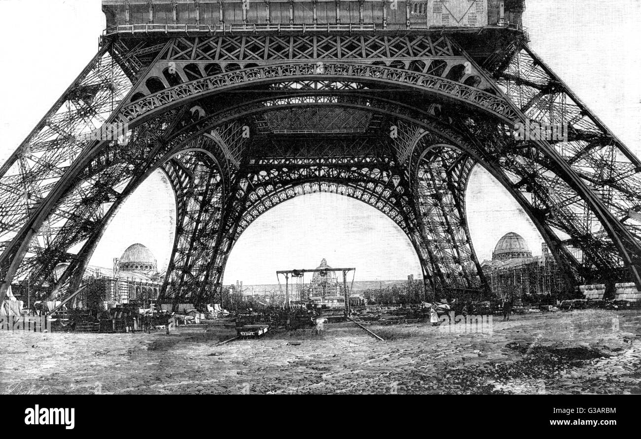 Paris, France - Tour Eiffel, travaux de construction. Banque D'Images
