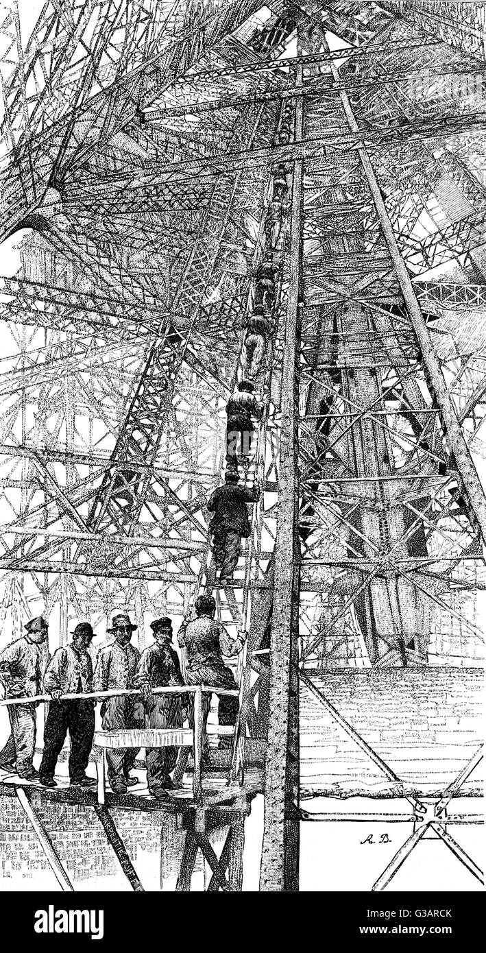 Paris, France - Tour Eiffel, Construction. Banque D'Images
