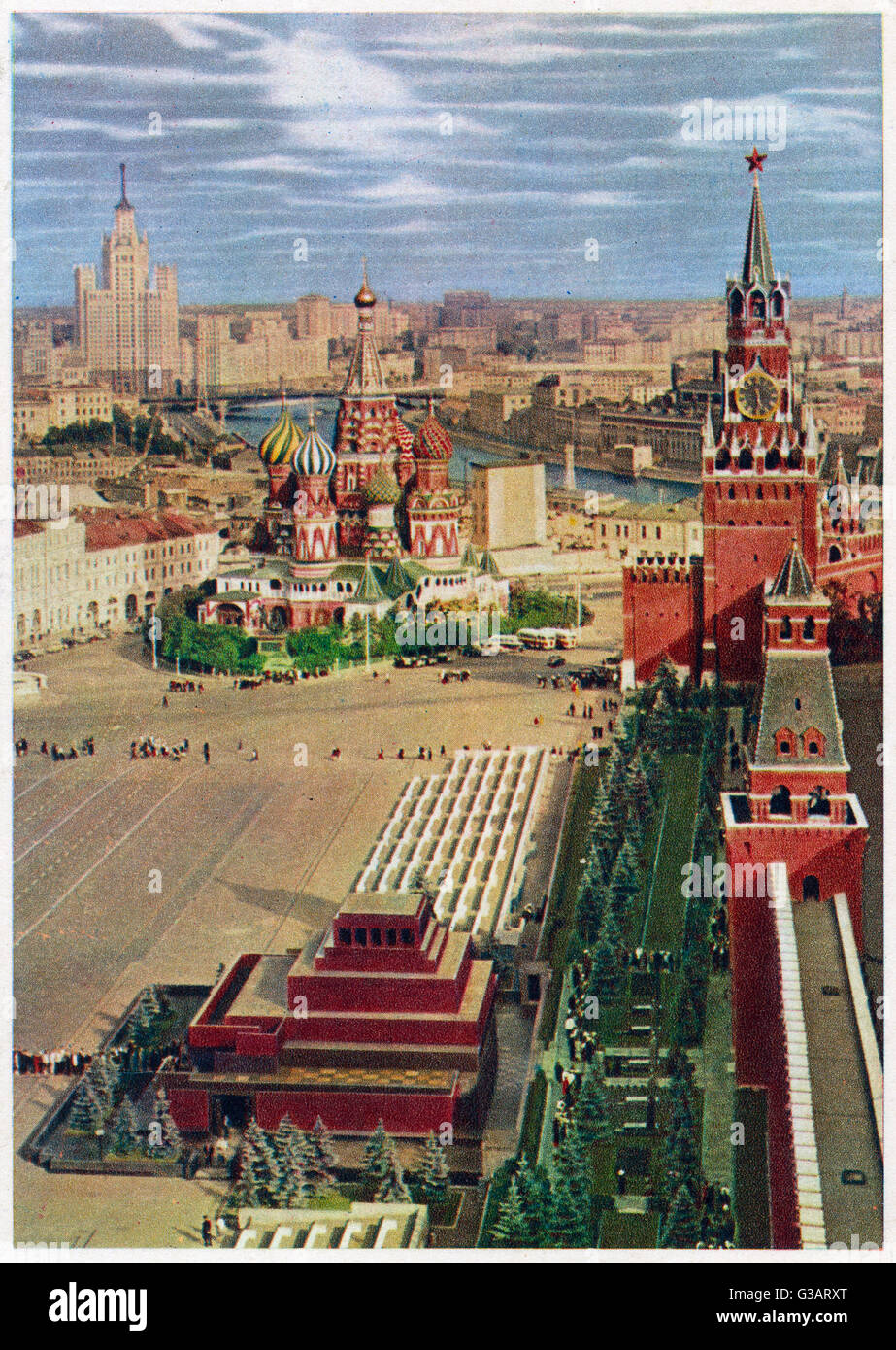 Vue aérienne de la Place Rouge, Moscou, Russie, pendant l'époque ...