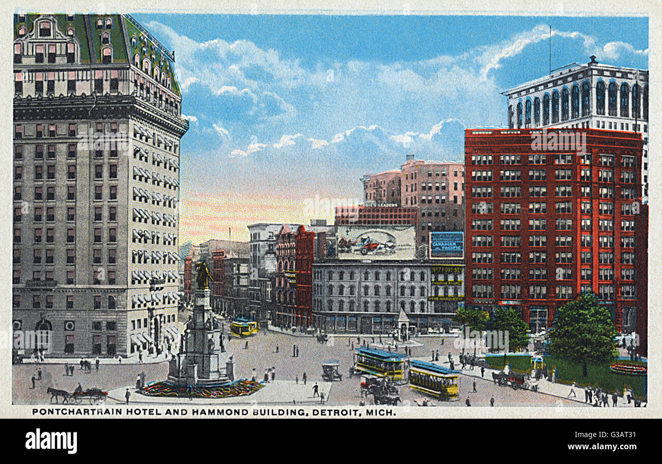 Hôtel Pontchartrain, Campus Martius, Detroit, Michigan, États-Unis Banque D'Images