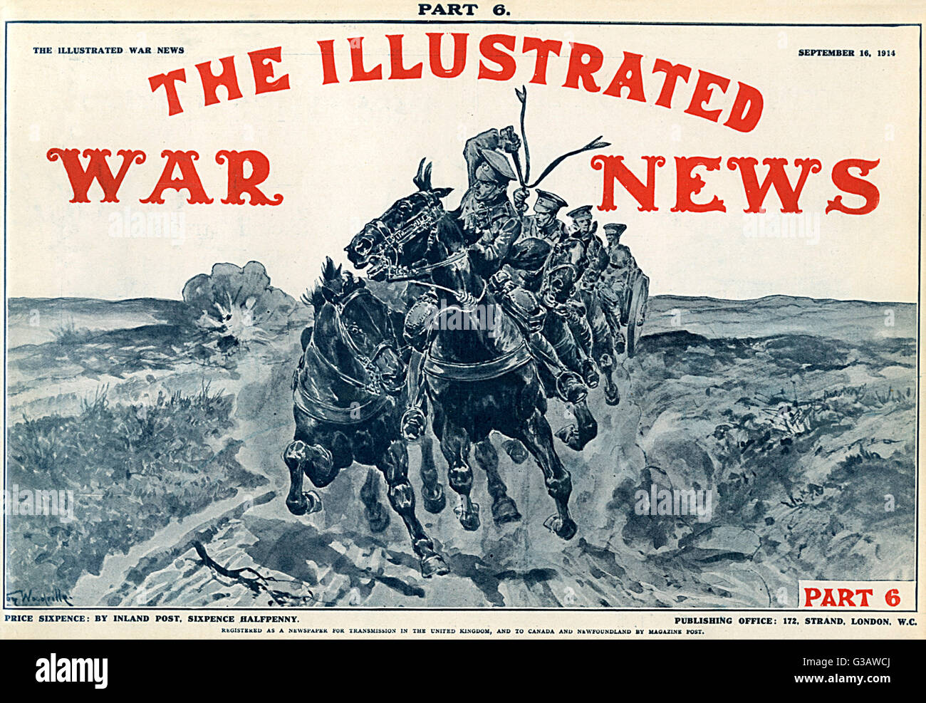 Couverture avant illustrée War News, artillerie Banque D'Images