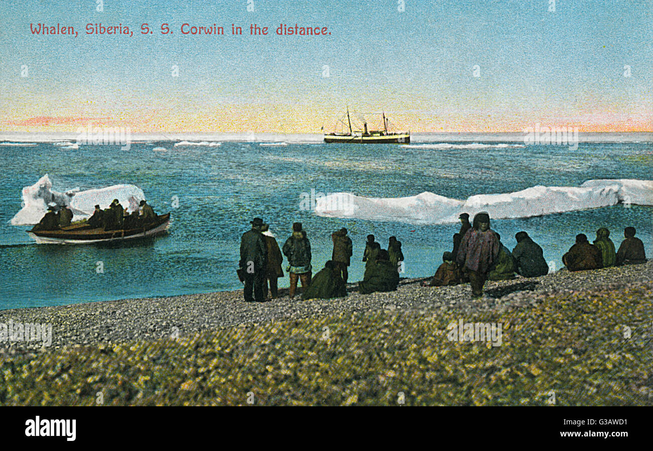 Uelen, Sibérie, vue de l'Alaska, États-Unis Banque D'Images