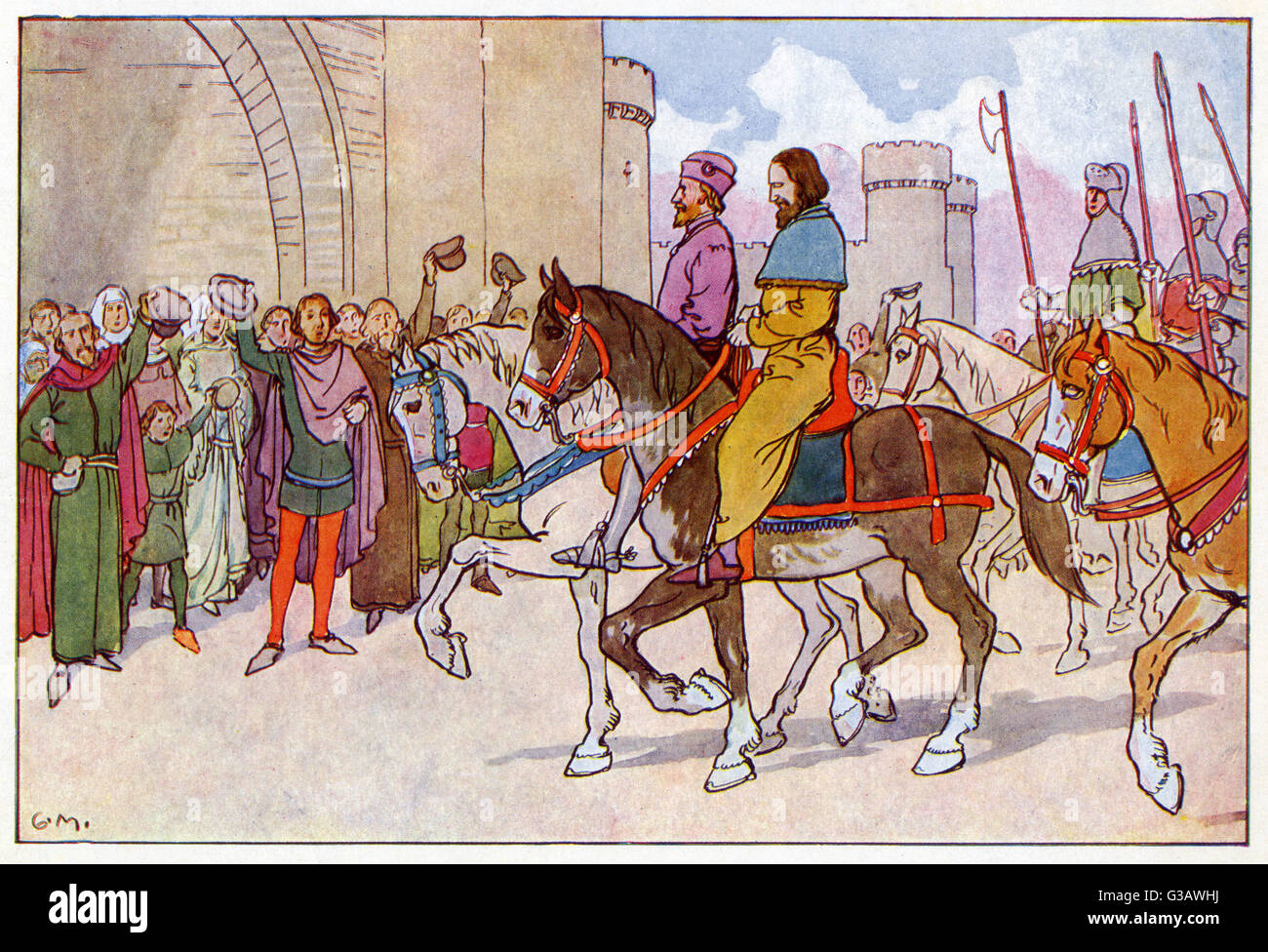 Henry Bolingbroke, le duc de Hereford conduisant son prisonnier (le roi Richard II) à Londres. Hereford a été couronné roi en 1399 comme Henri IV Banque D'Images