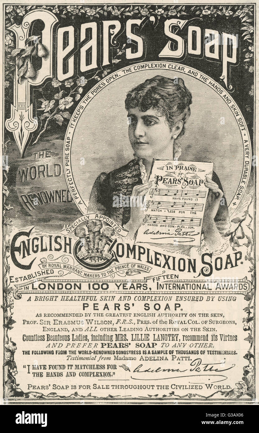 Lillie Langtry &AMP ; le Prince de Galles utilisés pour approuver les vertus de poires du savon. Date : 1889 Banque D'Images