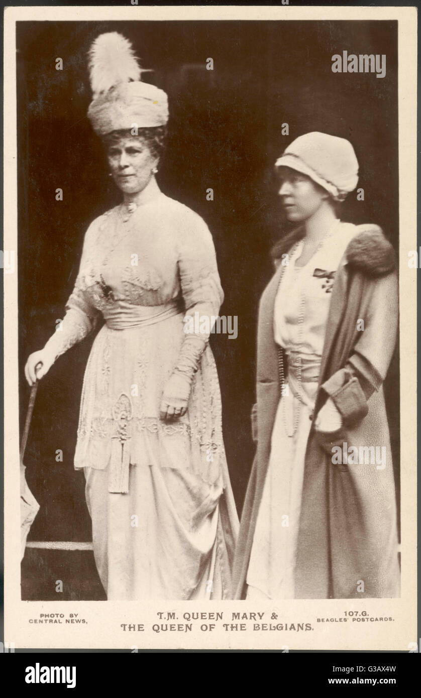 La Reine Mary de teck et d'Elisabeth de Belgique Banque D'Images