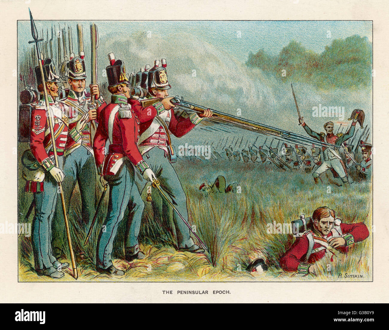 L'infanterie britannique pendant la Guerre Péninsulaire Date : vers 1810 Banque D'Images