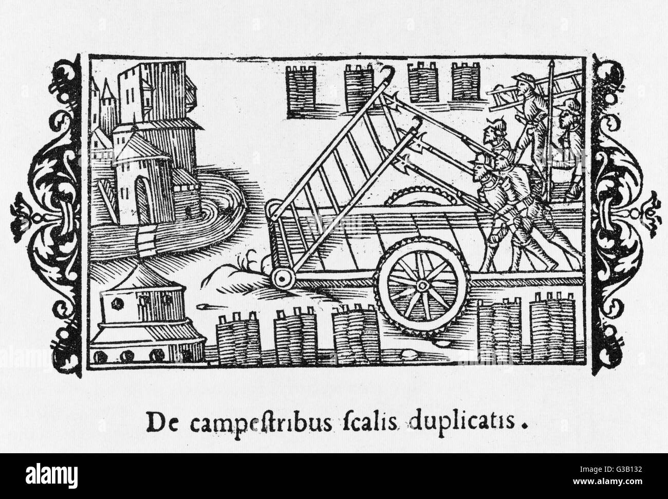 ÉCHELLE DE SIÈGE À ROUES Banque D'Images