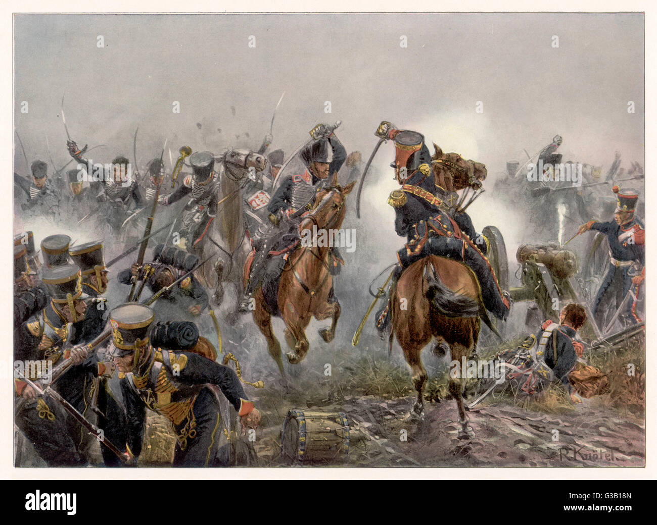 Guerres napoléoniennes bataille de Leipzig l'accusation de l'Brandenburg Hussars Regiment envahit la French Date : 16 Octobre 1813 Banque D'Images