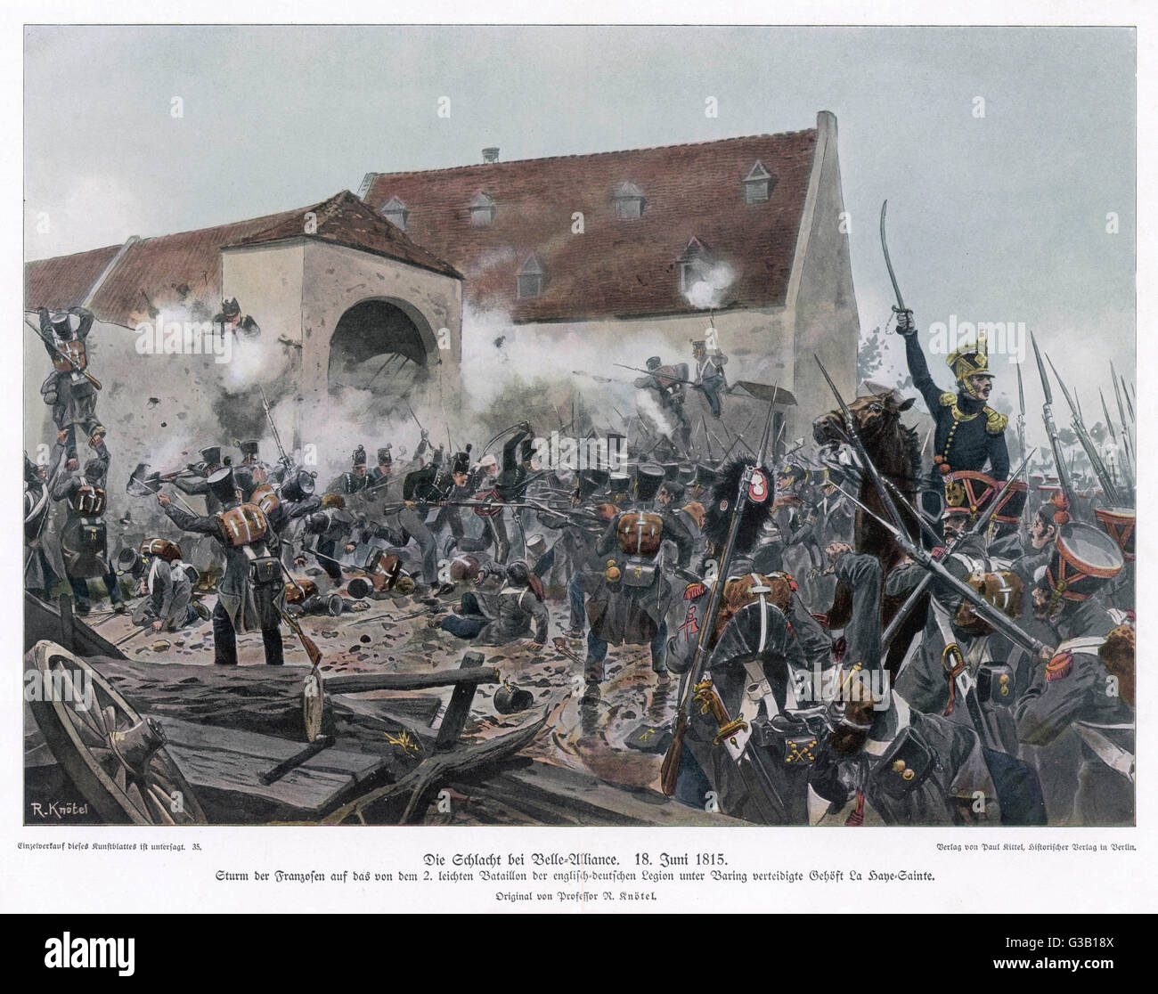 Guerres napoléoniennes Les combats à la Haye-Sainte (Belle Alliance) Date : 18 Juin 1815 Banque D'Images