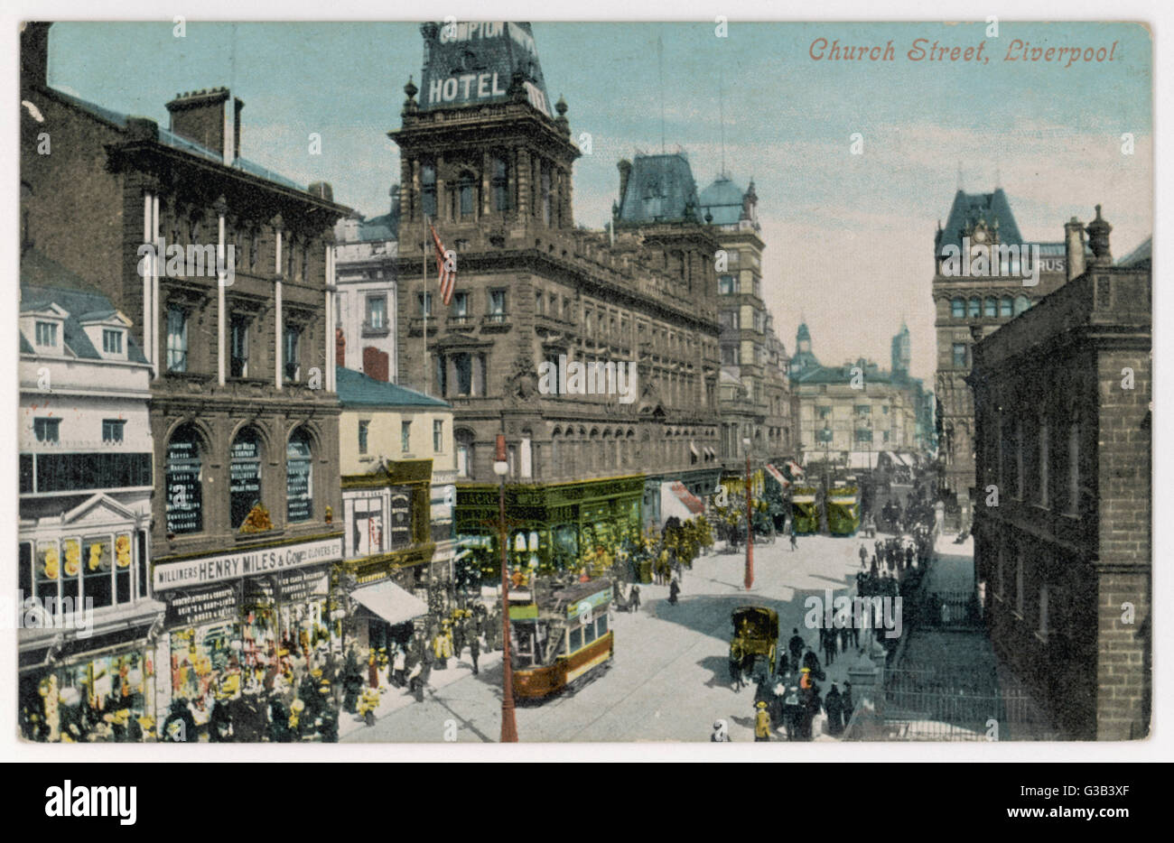 Liverpool : La rue de l'Église sur une longue journée Date : vers 1900 Banque D'Images