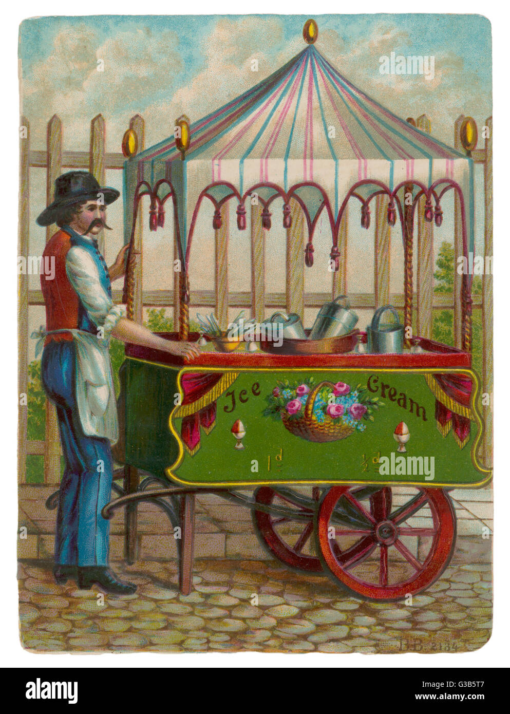 Un vendeur de crème glacée italienne traditionnelle à Londres Date : le 19e siècle Banque D'Images